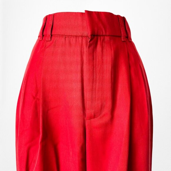 Zara Red High Waisted Straight Wide Leg Dress Pants Trousers Size XS - Picture 4 of 7